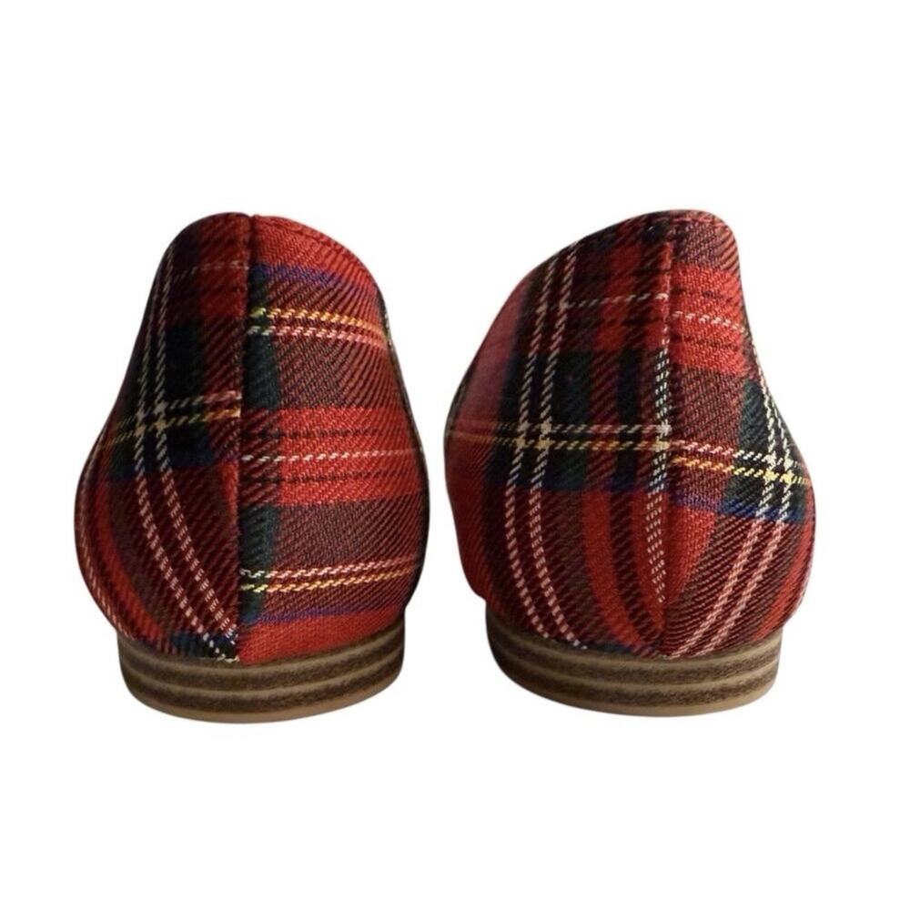 Isaac Mizrahi New York 8 Amaya Red Tartan Plaid Flats D'orsay Preppy Cottagecore - Picture 9 of 10
